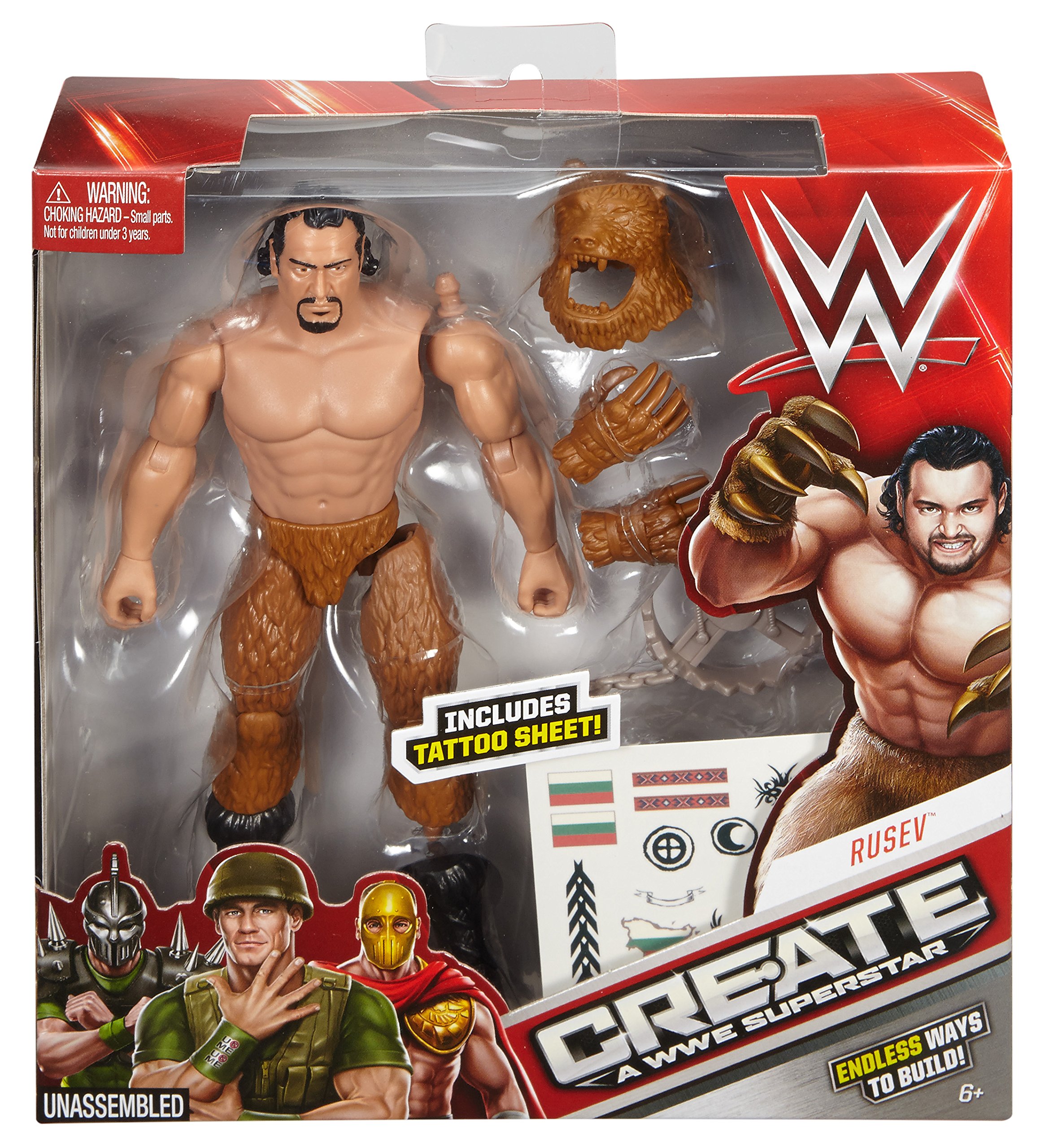 Mattel DJJ22 - WWE - Create-a-Superstar - 15cm Rusev Figur